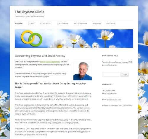 New site up and out! The Shyness Clinic - Mahoney Web Marketing